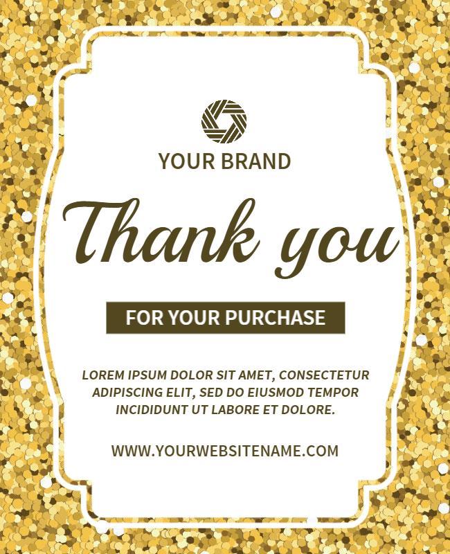 Sparkling Gold Elegant Thank You for Your Purchase Poster Template
