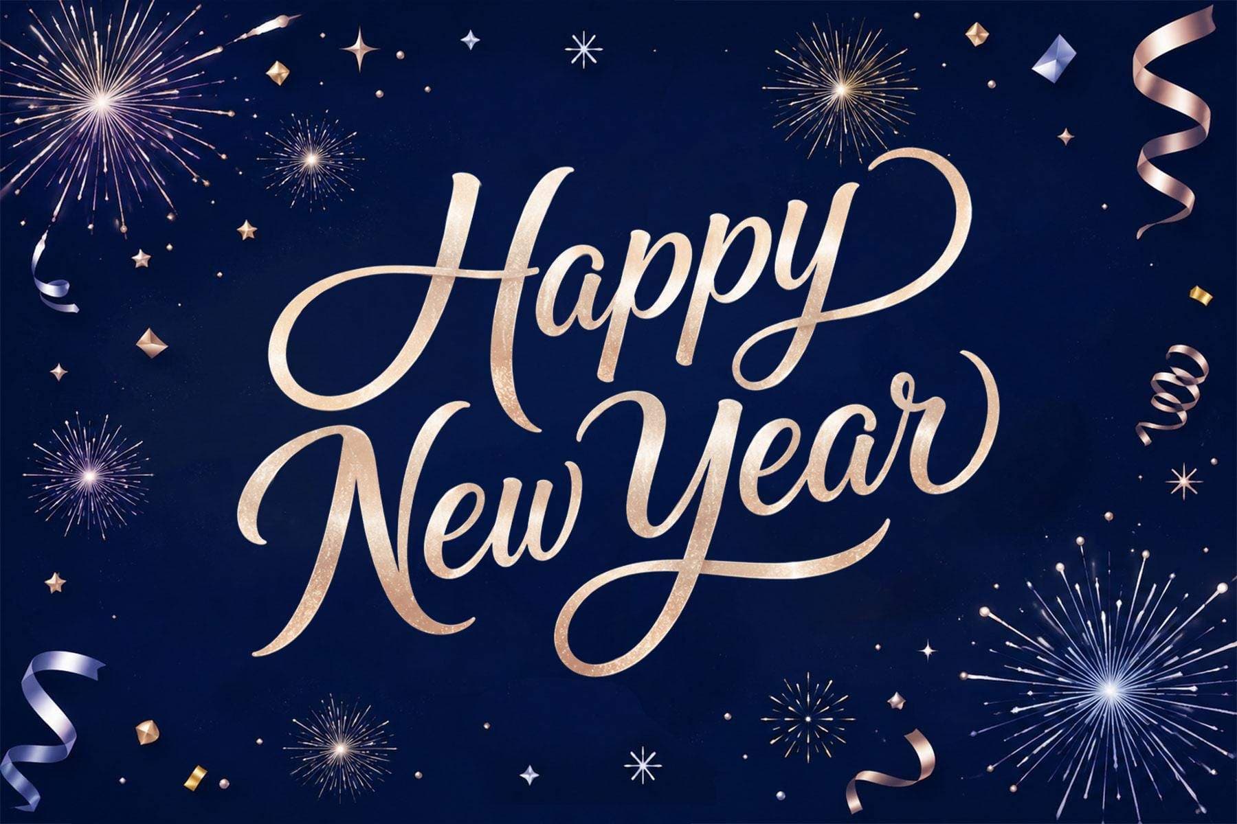 Sparkling Happy New Year Greetings Postcard Template