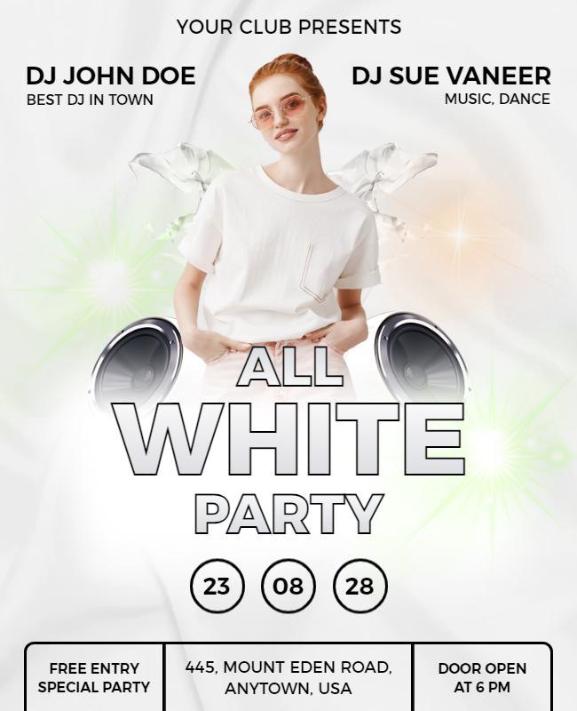 Sparkling Light All White Party Flyer Template