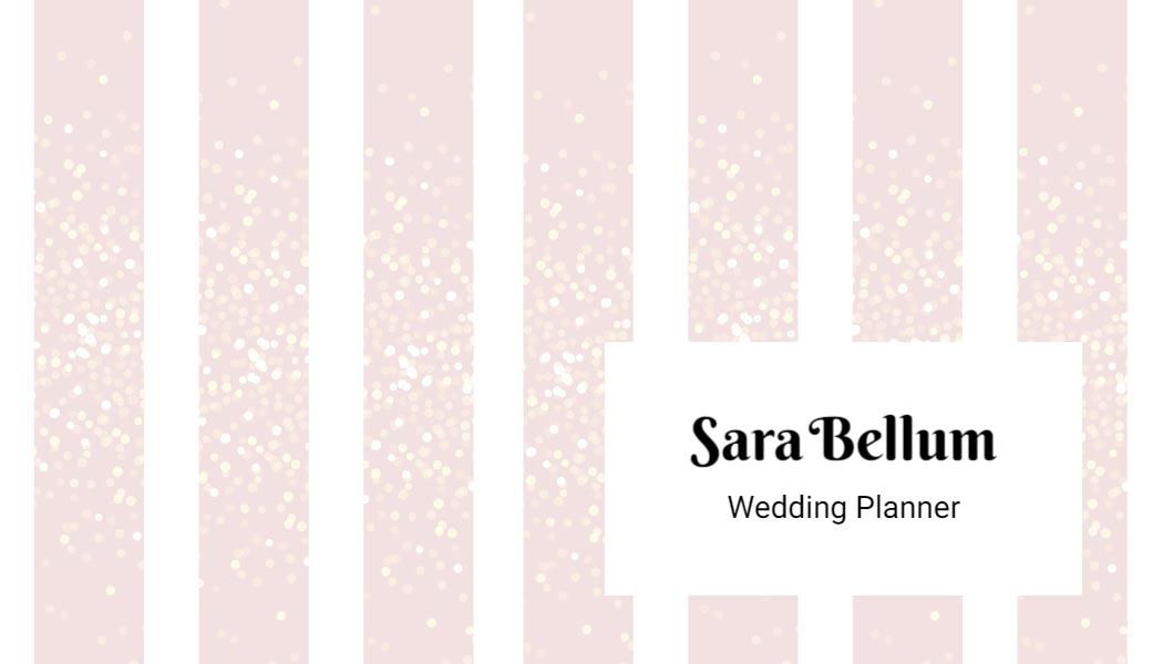 Sparkling Pink Striped Elegant Wedding Planner Business Card Template