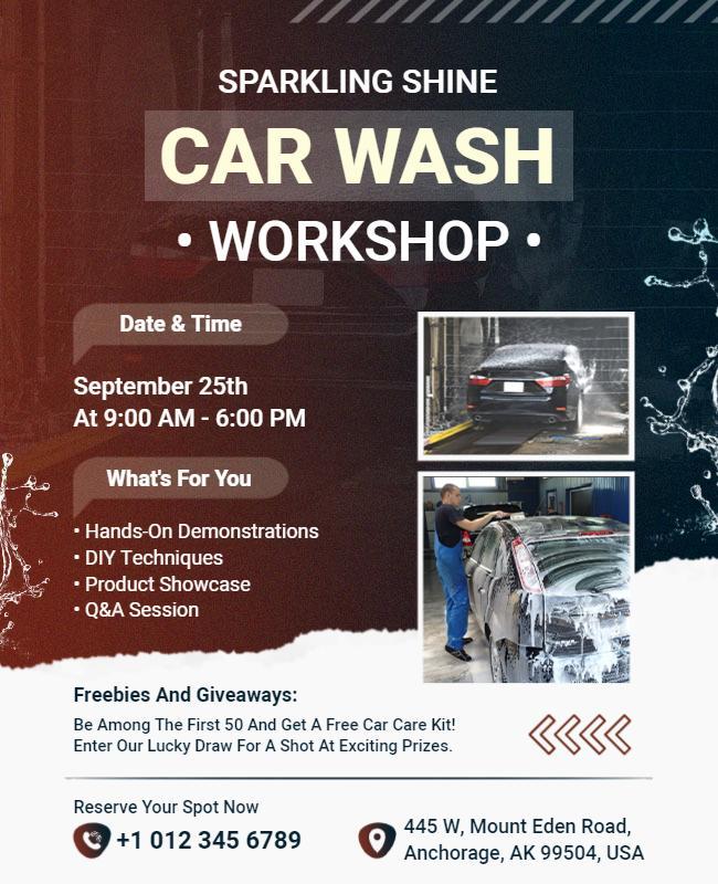 Sparkling Shine Car Wash Workshop Flyer Template