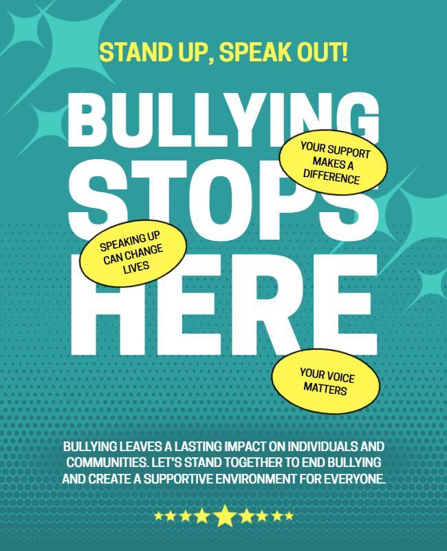 Speak Out Against Bullying Initiative Poster Template