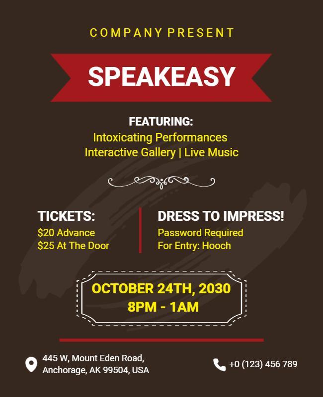 Speakeasy Live Music Event Flyer Template