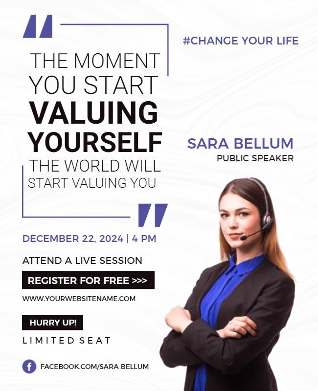 Professional Inspirational Public Speaking Event Flyer Template