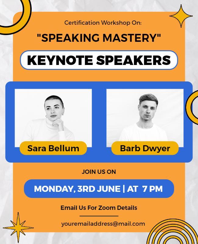 Speaking Mastery Keynote Speakers Workshop Flyer Template