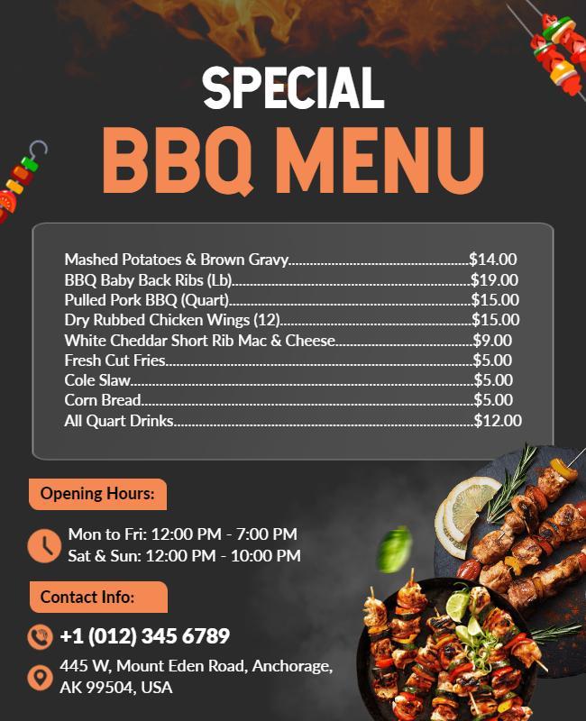 Special Bbq Menu Event Flyer Template