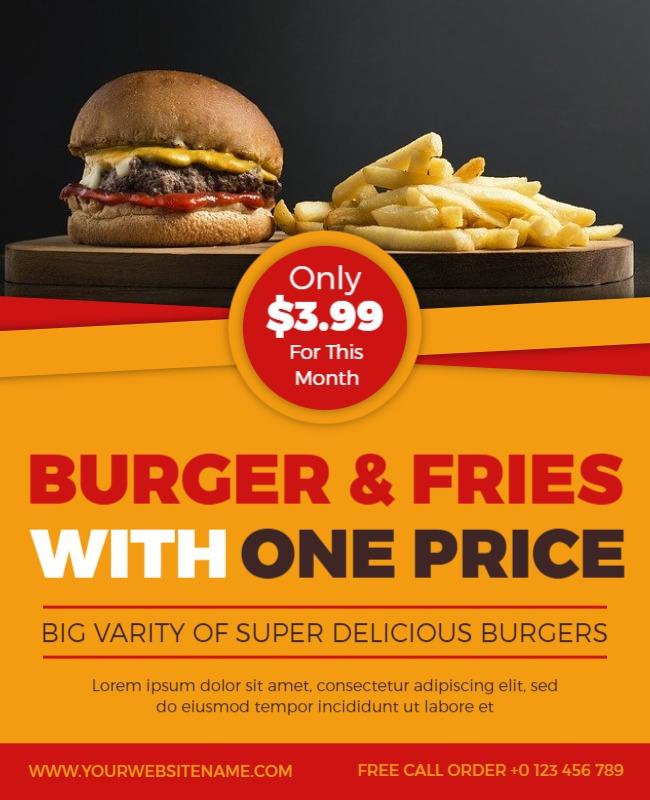 Special Burger and Fries Deal Flyer Template