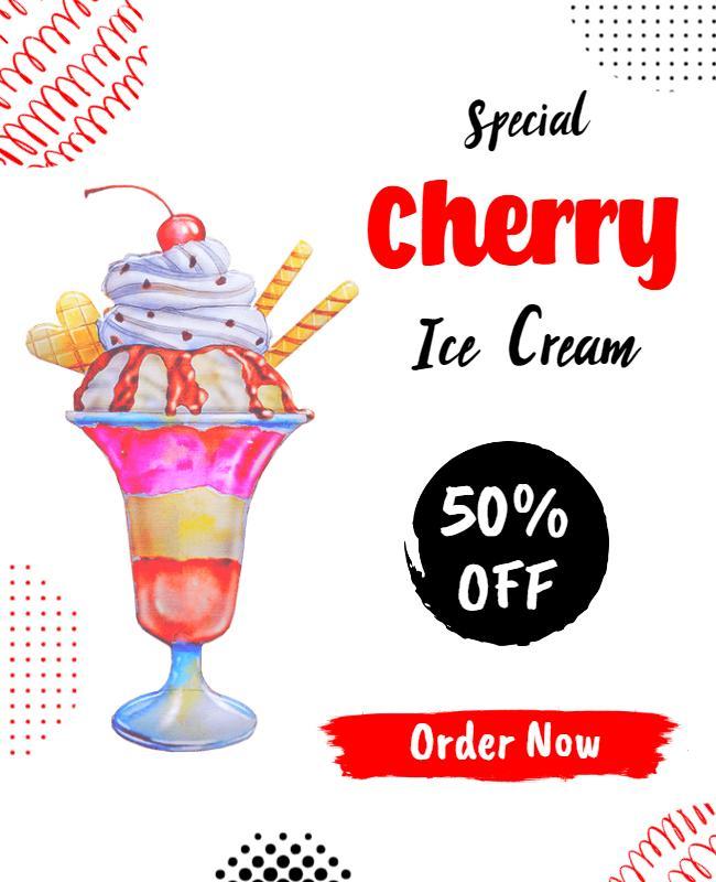 Special Cherry Ice Cream Promotion Flyer Template