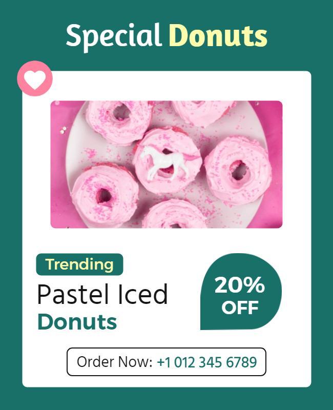 Special Discount on Pastel Iced Donuts Flyer Template