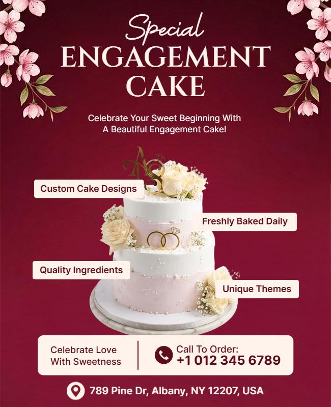 Special Engagement Cake Order Promotion Poster Template