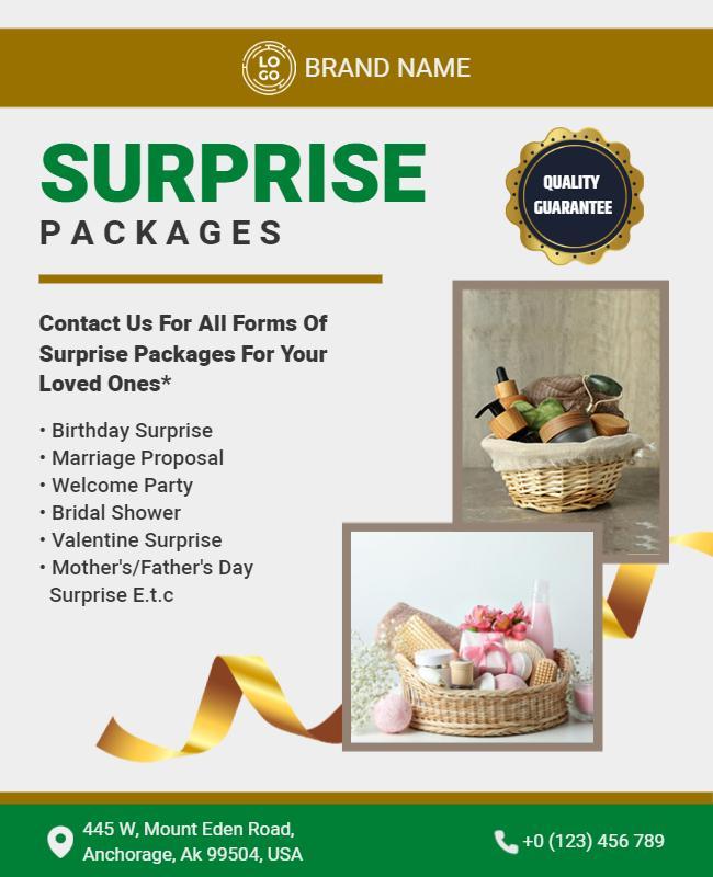 Special Occasion Surprise Packages Flyer Template