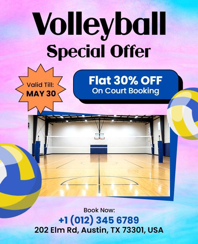 Special Offer for Volleyball Court Booking Flyer Template