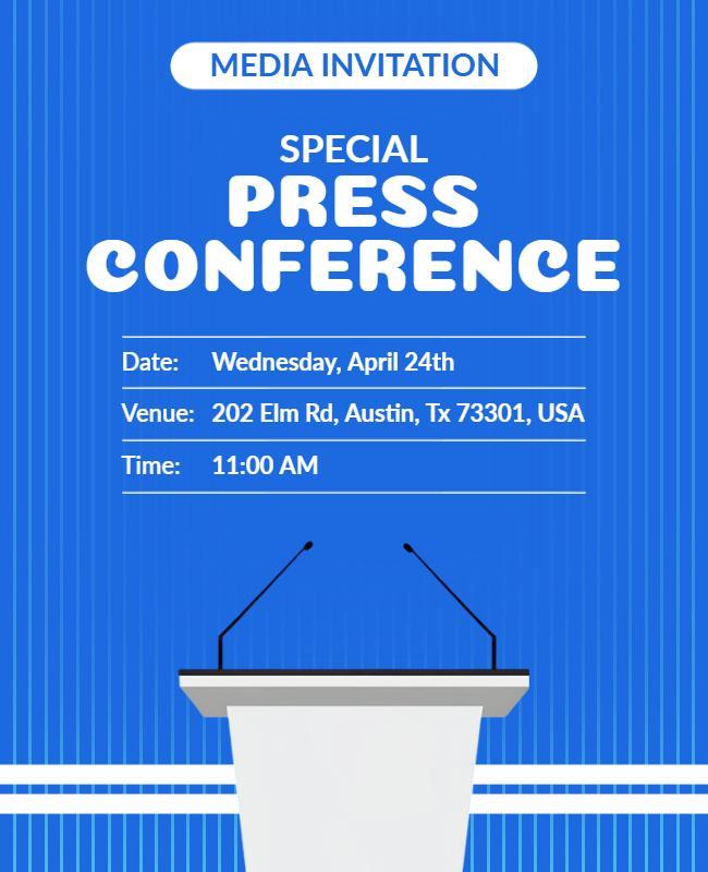 Special Press Conference Media Invitation Flyer Template
