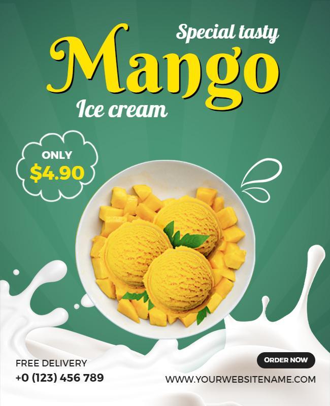 Special Tasty Mango Ice Cream Promotion Flyer Template