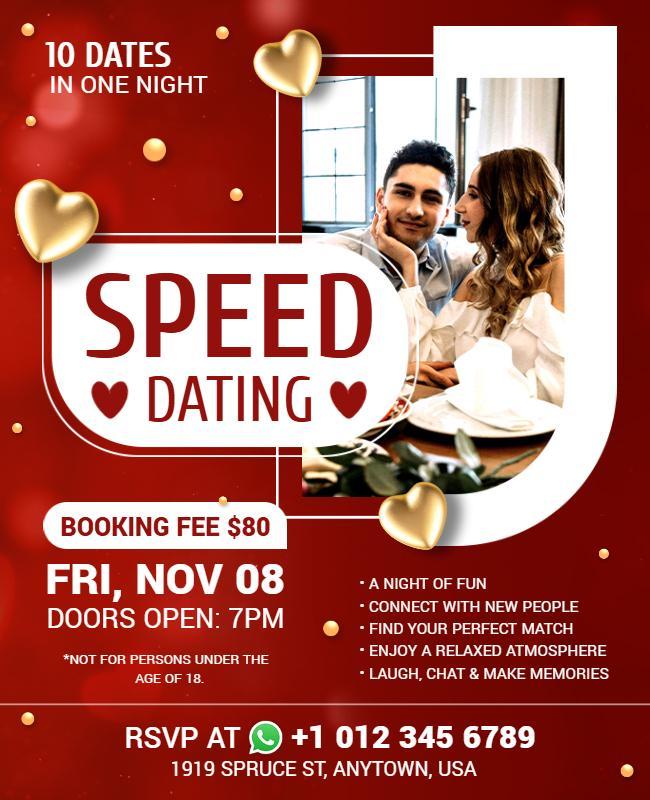 Romantic Red Speed Dating Night Event Flyer Template