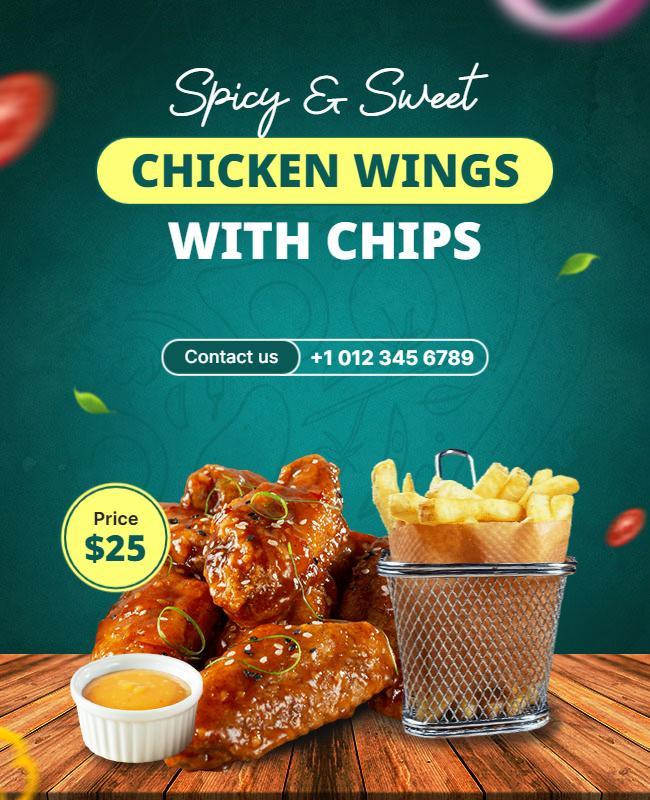 Spicy Chicken Wings and Chips Flyer Template