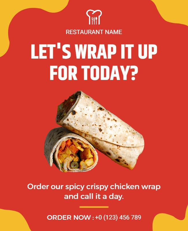 Spicy Chicken Wrap Promotion Flyer Template