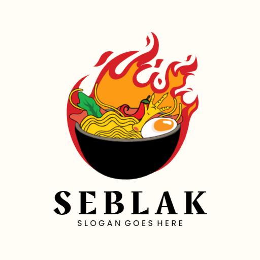 Spicy Noodle Bowl with Flames Representing Food Culture Logo Template