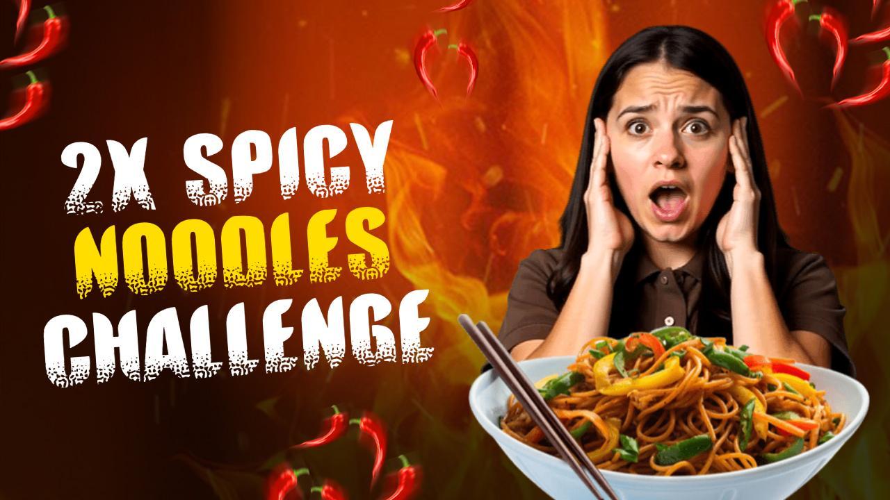 Spicy Noodles Challenge Reaction Food YouTube Thumbnail Template