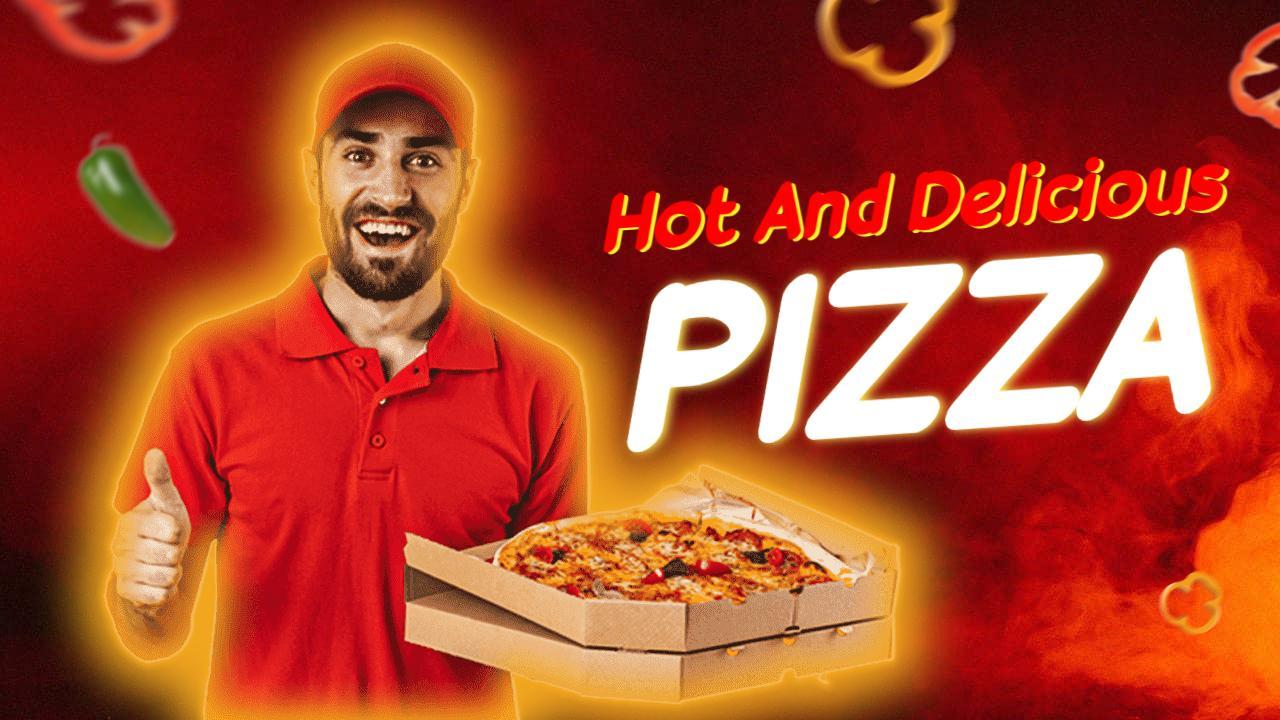 Spicy Pizza Delivery Chef Food YouTube Thumbnail Template