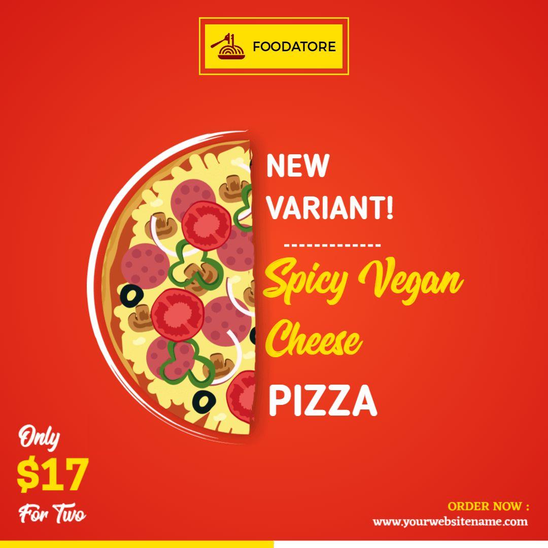 Spicy Vegan Cheese Pizza for Two at Foodatore Ad Template
