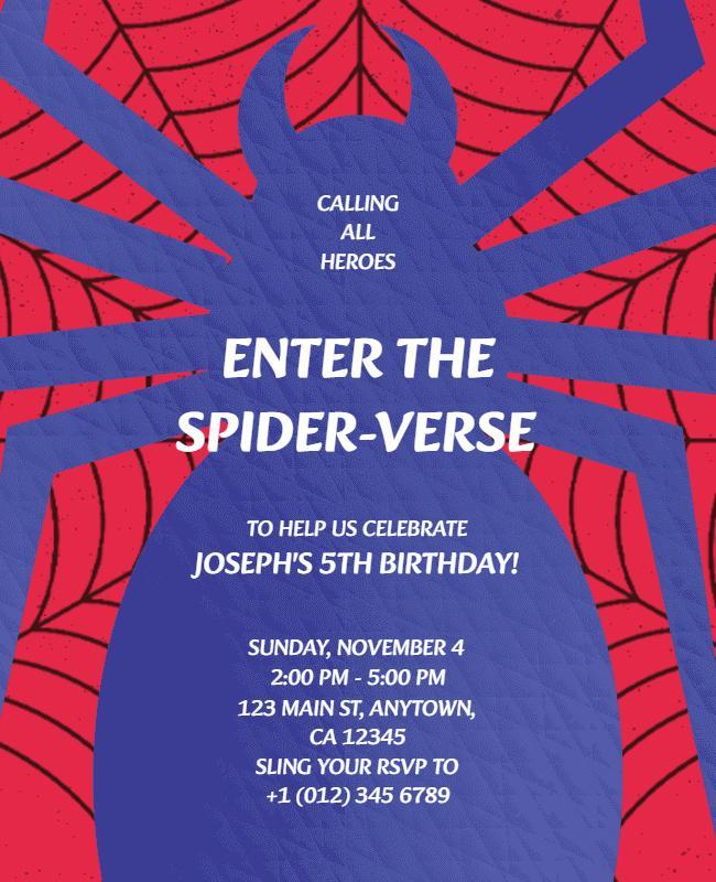 Spider Man Themed Kids Birthday Party Flyer Template