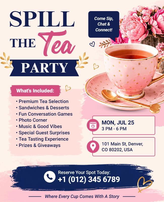 Spill the Tea Party Event Promotional Flyer Template