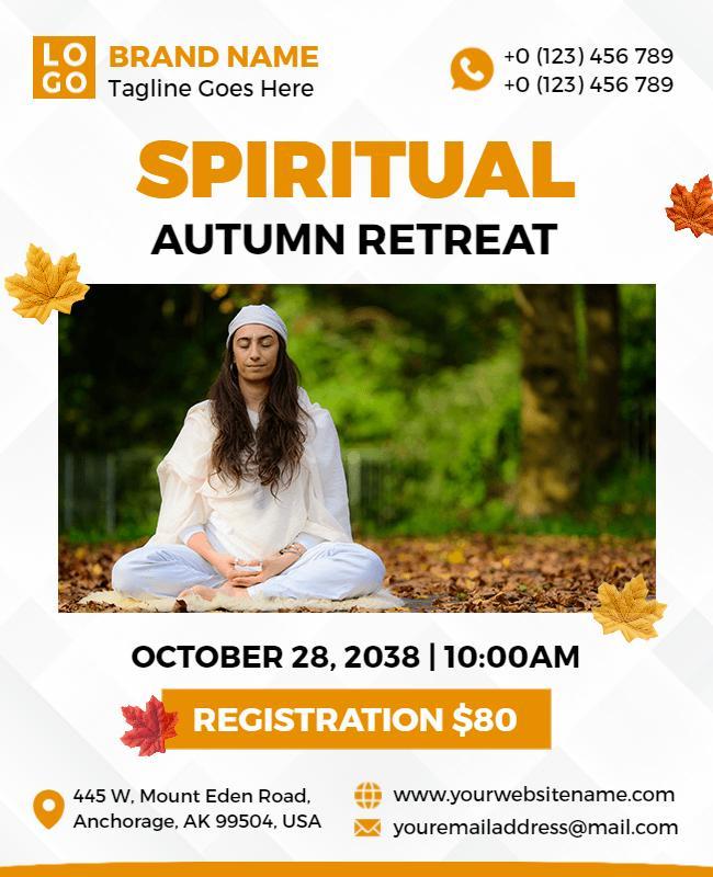 Spiritual Autumn Meditation Retreat with Nature Flyer Template