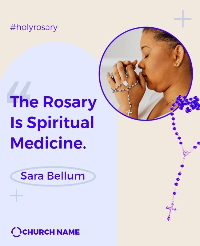Spiritual Blue Rosary Meditation Quote Poster Template