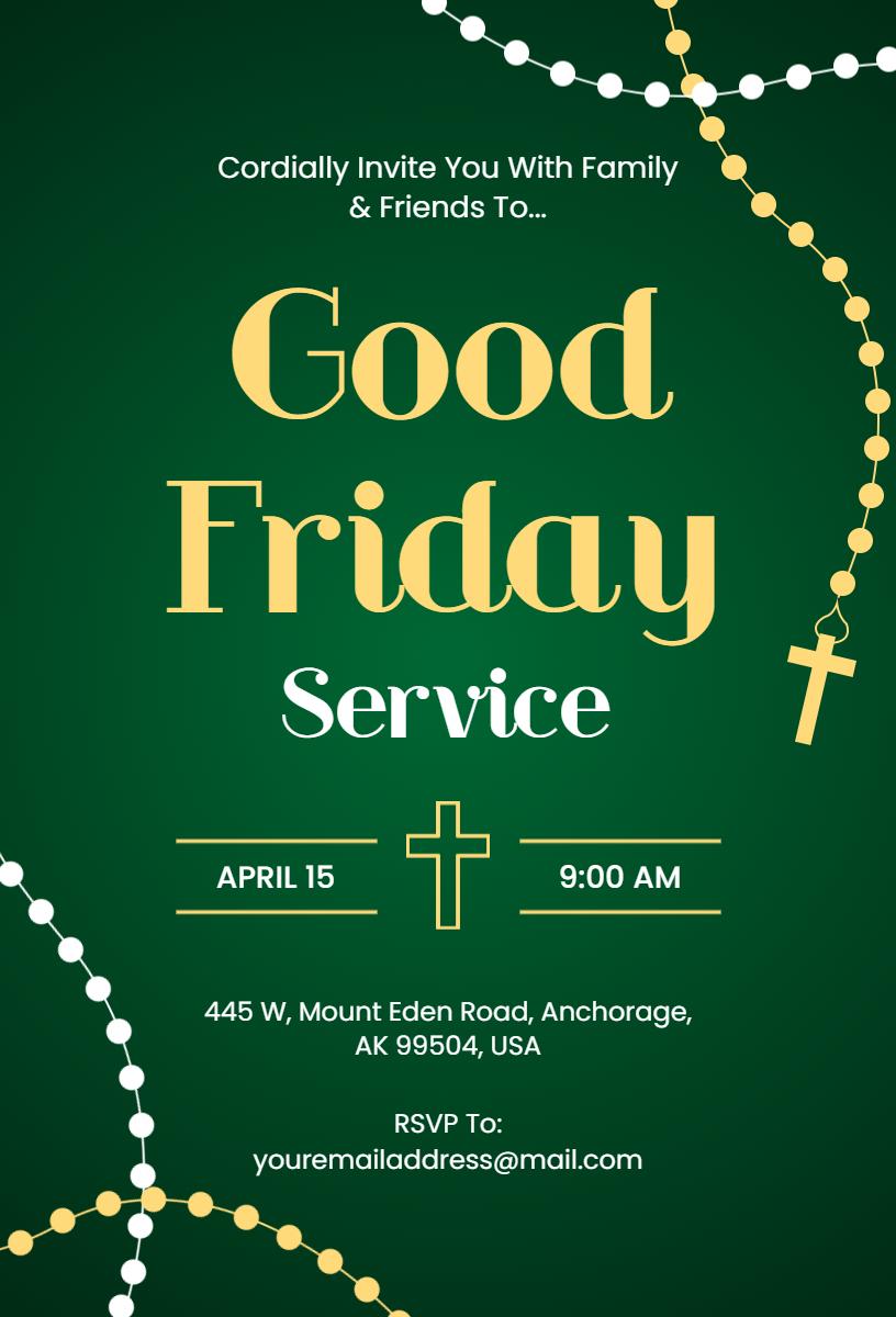 Spiritual Good Friday Religious Service Invitation Template