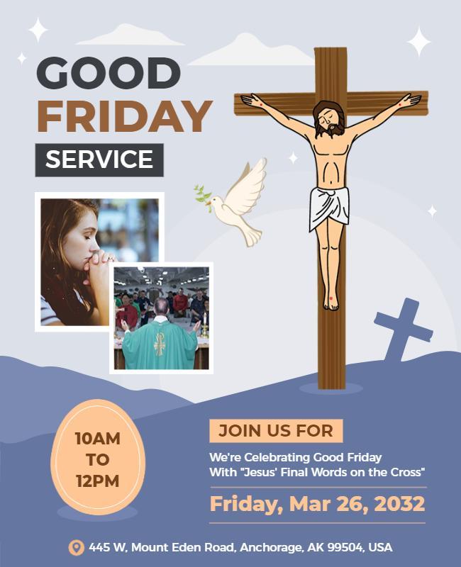 Spiritual Good Friday Service Celebration Poster Template
