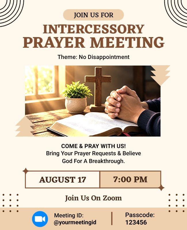 Spiritual Intercessory Prayer Virtual Meeting Flyer Template