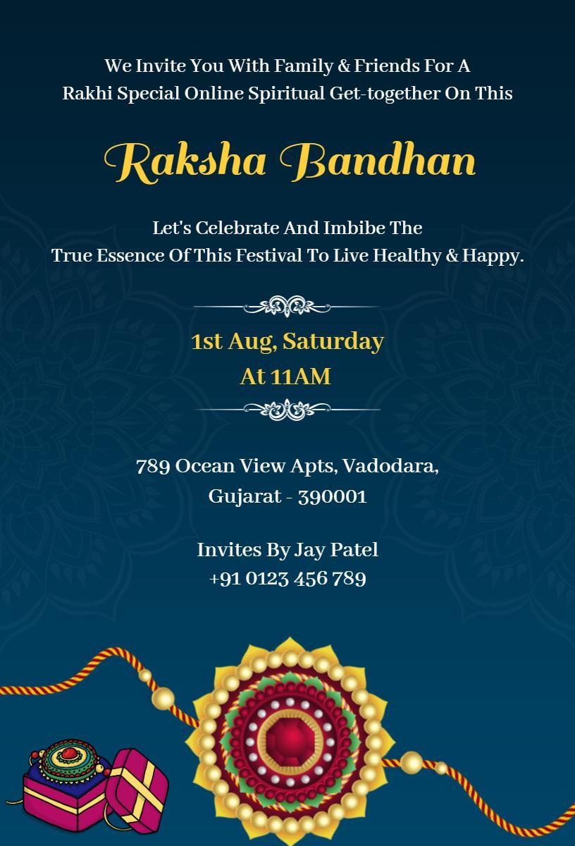 Spiritual Online Celebration Raksha Bandhan Invitation Template