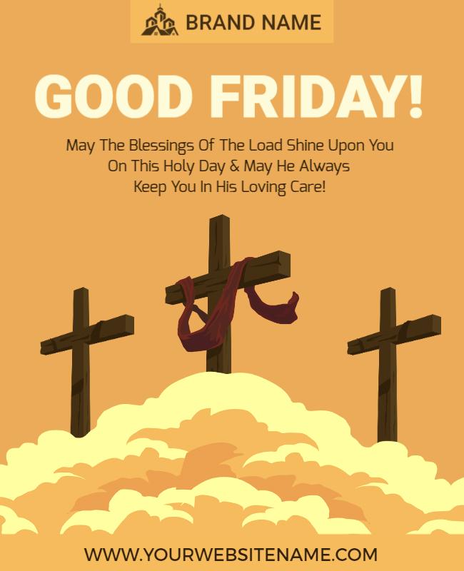 Spiritual Orange Good Friday Blessings Poster Template