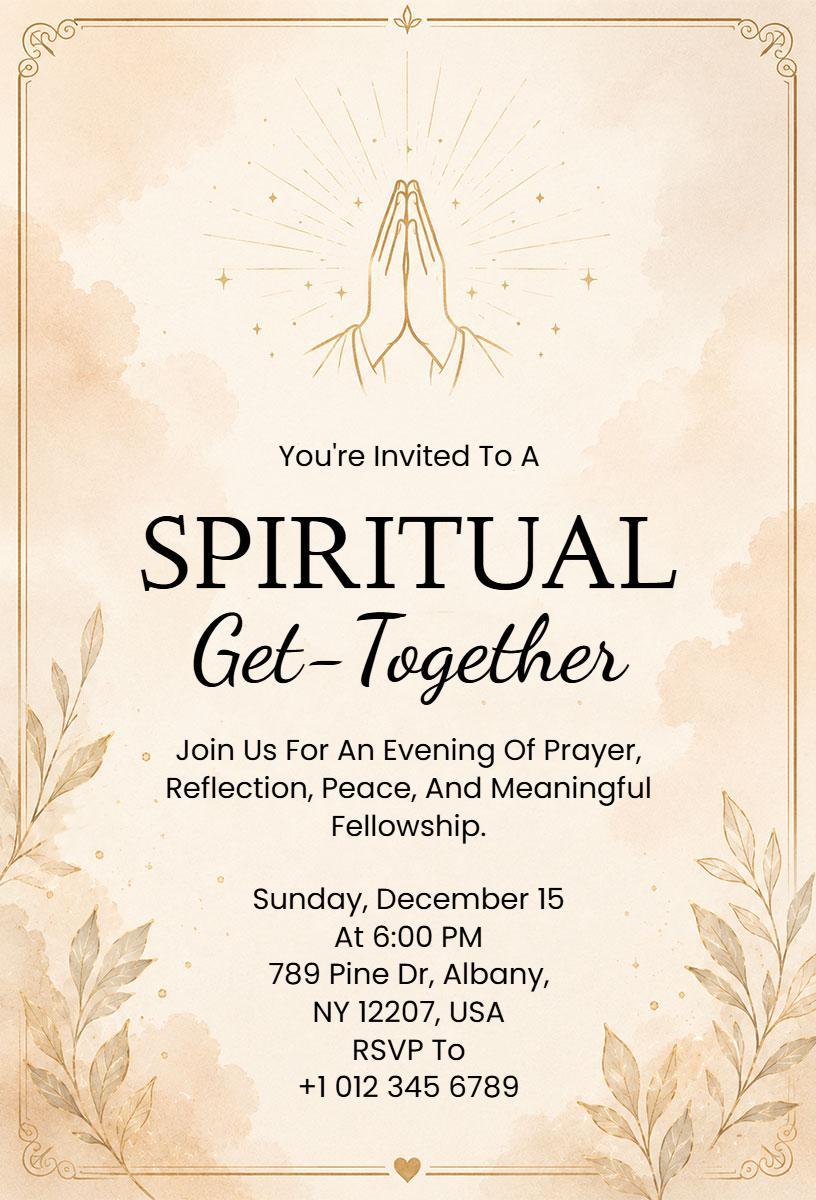 Spiritual Prayer Reflection Fellowship Gathering Invitation Template