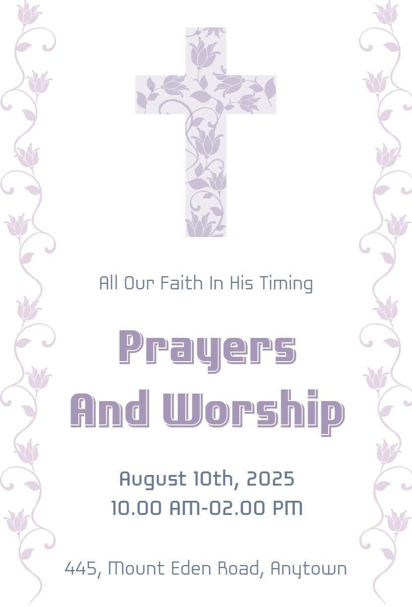 Spiritual Prayers Worship Gathering Church Invitation Template