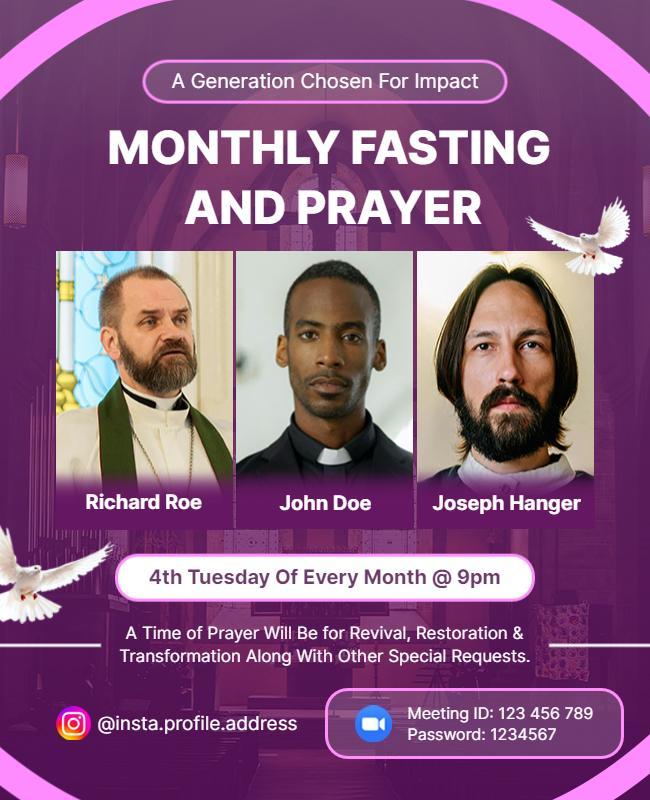 Spiritual Purple Fasting and Prayer Gathering Poster Template