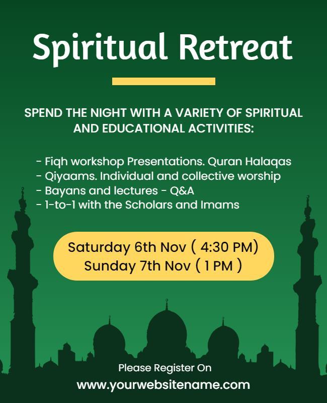 Spiritual Retreat and Educational Activities Flyer Template