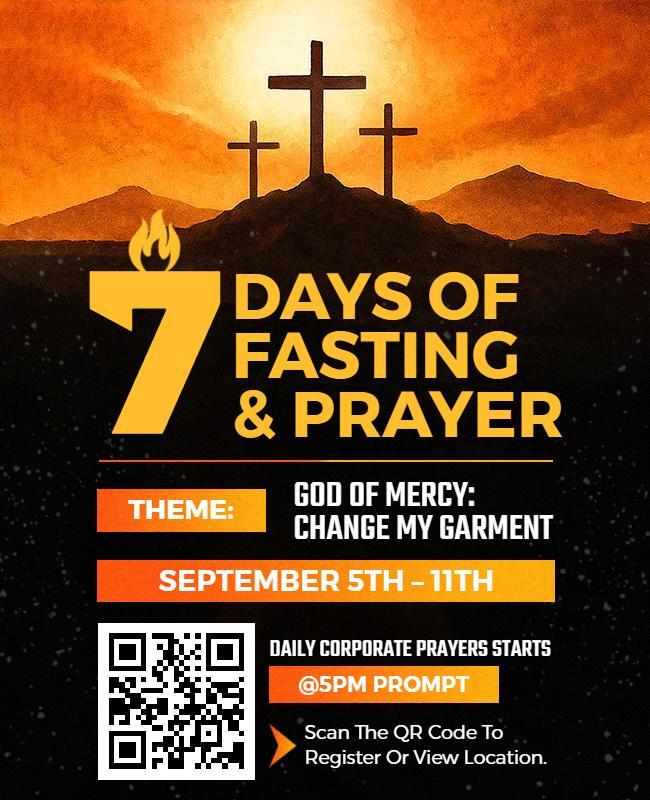 Church Seven Days Fasting and Prayer Retreat Flyer Template