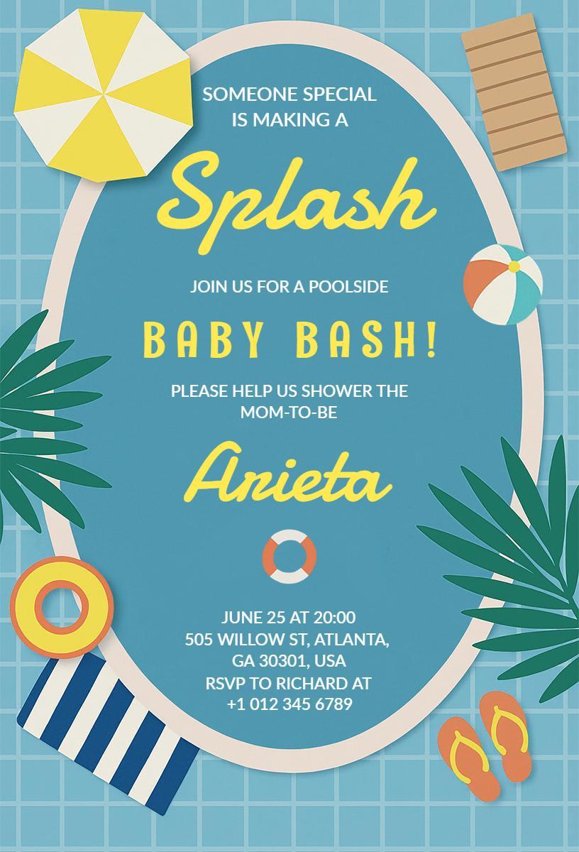 Splash Poolside Baby Bash Celebration Invitation Template