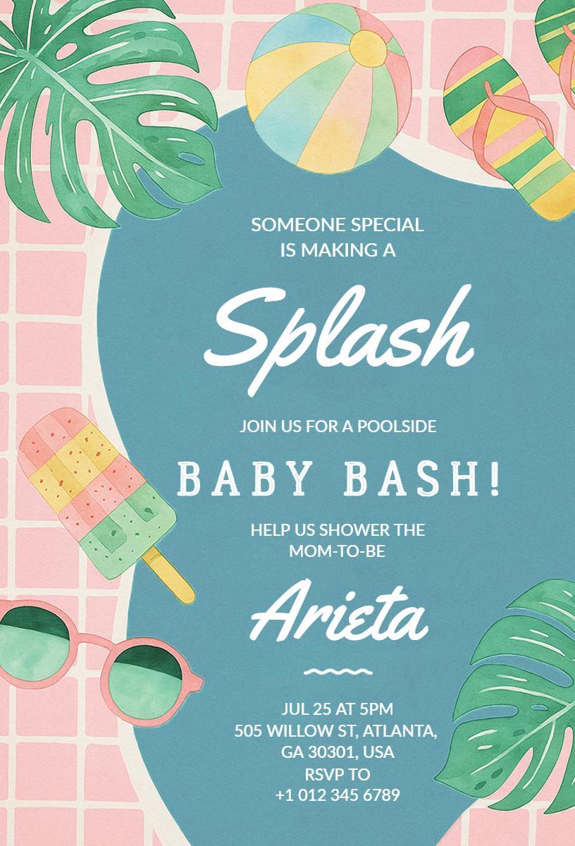 Splashing Poolside Baby Bash Celebration Invitation Template
