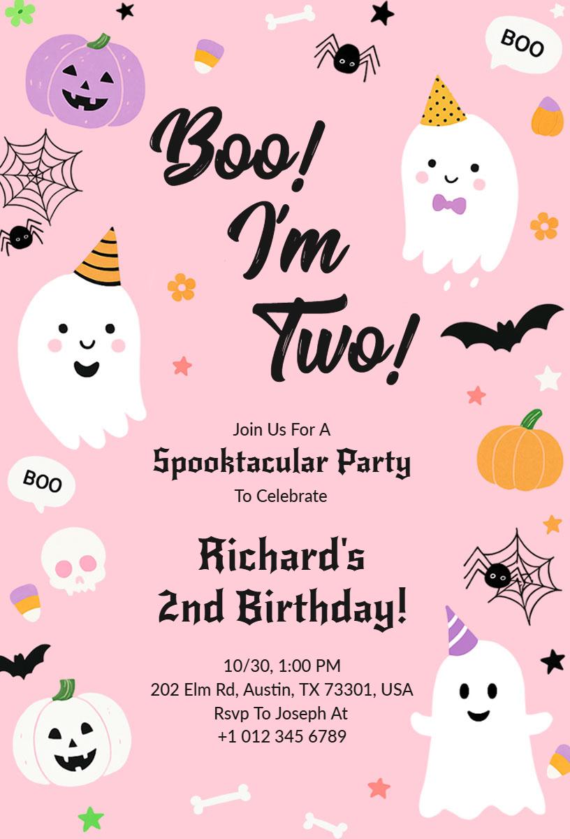 Spooktacular Ghosts Halloween Birthday Celebration Invitation Template