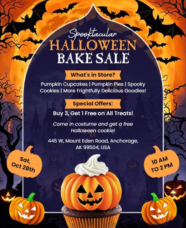 Spooktacular Halloween Bake Sale Event Flyer Template