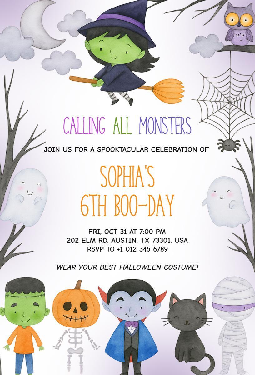 Spooktacular Halloween Birthday Party Celebration Invitation Template