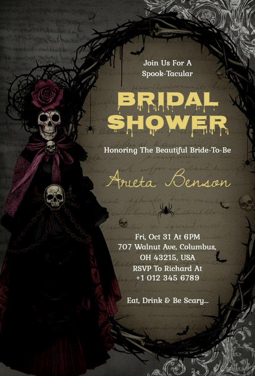Spooktacular Halloween Bridal Shower Celebration Invitation Template