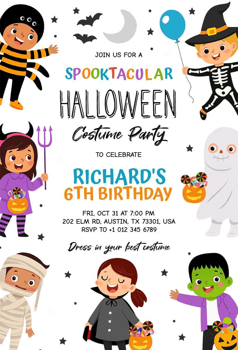 Spooktacular Halloween Costume Celebration Birthday Invitation Template
