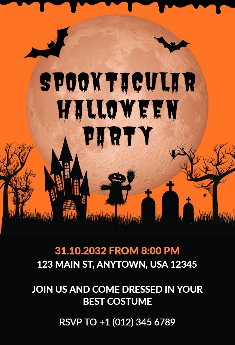 Spooktacular Halloween Costume Party Celebration Invitation Template