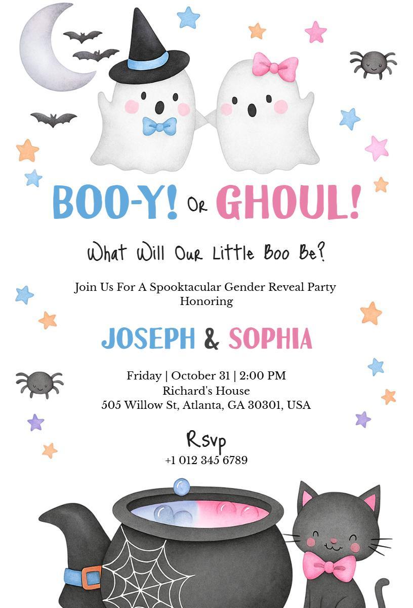 Spooktacular Halloween Gender Reveal Celebration Invitation Template