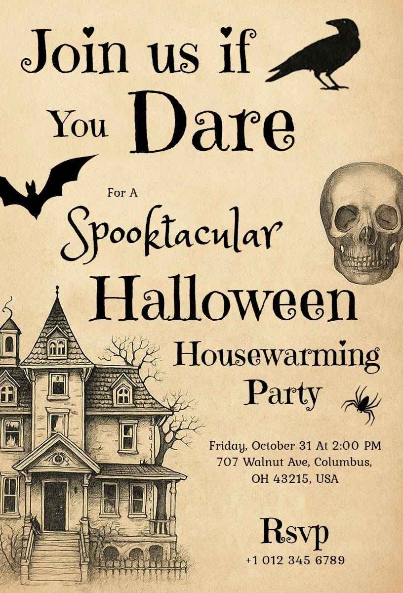 Spooktacular Halloween Housewarming Party Invitation Template