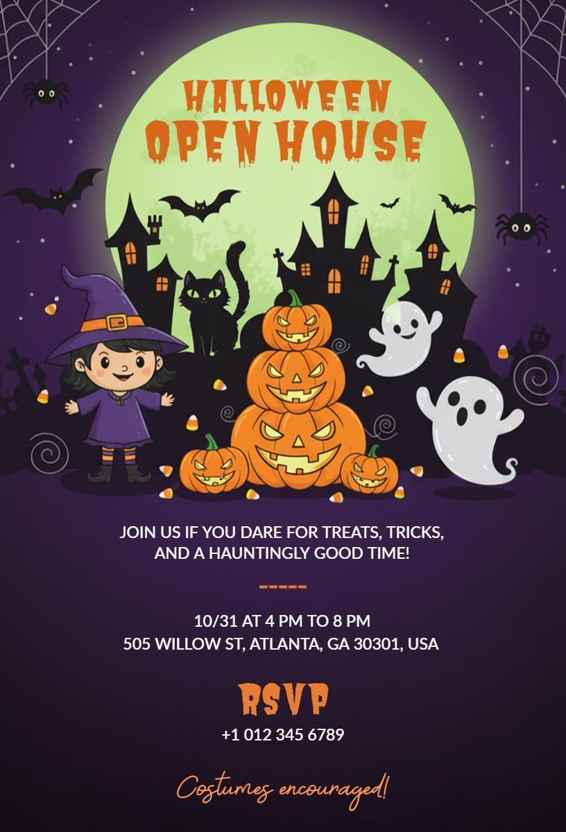 Spooktacular Halloween Open House Celebration Invitation Template